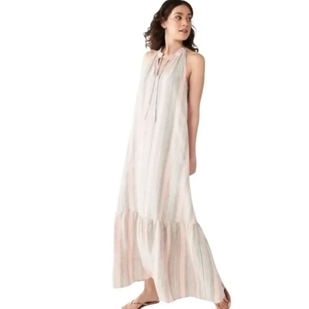 Nine West women’s tiered peasant style, Sleeveless, son, maxi dress size small